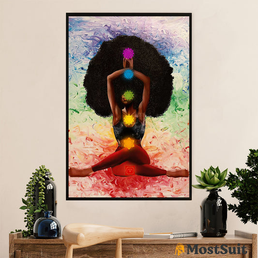 African American Afro Poster | Gift for Black Girl | Juneteenth Day Room Wall Art - Black Woman Yoga