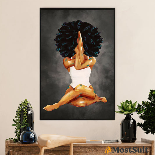African American Afro Poster | Gift for Black Girl | Juneteenth Day Room Wall Art - Black Woman Meditation