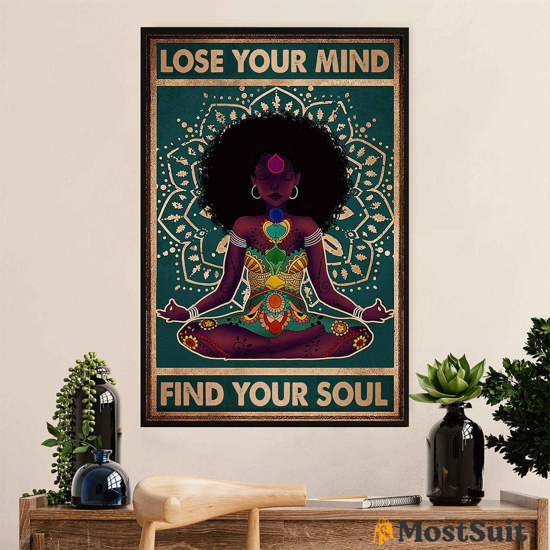 African American Afro Poster | Gift for Black Girl | Juneteenth Day Room Wall Art - Black Woman Yoga