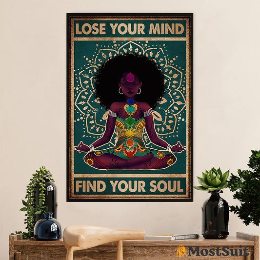 African American Afro Poster | Gift for Black Girl | Juneteenth Day Room Wall Art - Black Woman Yoga