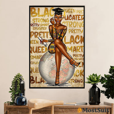 African American Afro Poster | Gift for Black Girl | Juneteenth Day Room Wall Art - Smart Black Queen Educated