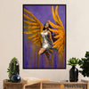 African American Afro Poster | Gift for Black Girl | Juneteenth Day Room Wall Art - Black Woman Golden Wing