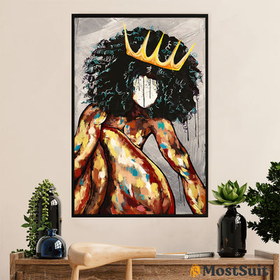 African American Afro Poster | Gift for Black Girl | Juneteenth Day Room Wall Art - Black Queen