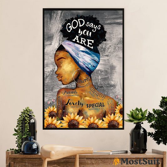 African American Afro Poster | Gift for Black Girl | Juneteenth Day Room Wall Art - God Says You Are
