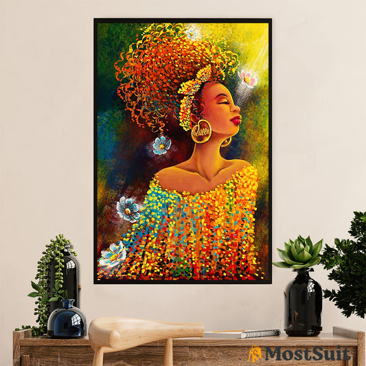 African American Afro Poster | Gift for Black Girl | Juneteenth Day Room Wall Art - Black Queen 