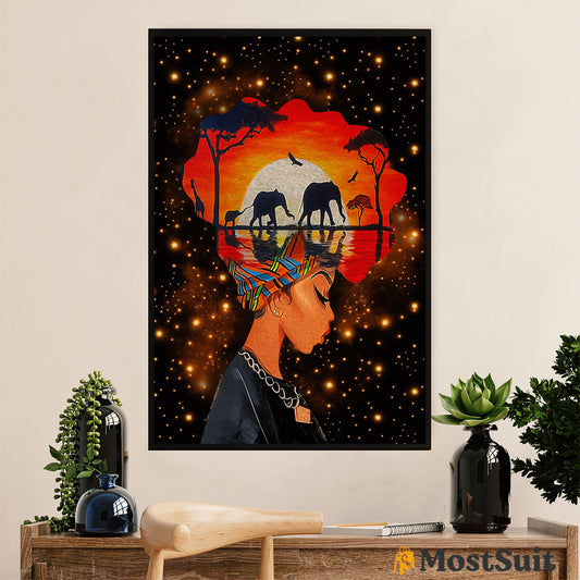 African American Afro Poster | Gift for Black Girl | Juneteenth Day Room Wall Art - Black Girl Nature