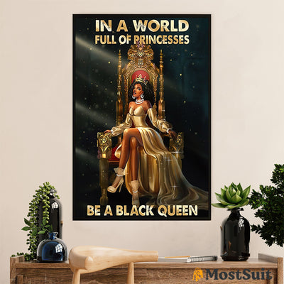 African American Afro Poster | Gift for Black Girl | Juneteenth Day Room Wall Art - Be A Black Queen
