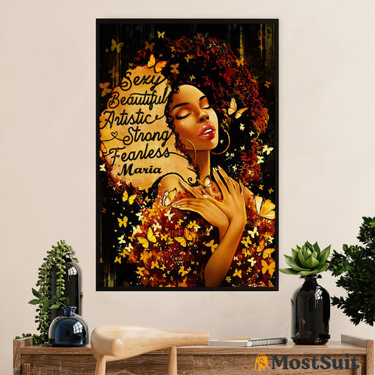 African American Afro Poster | Gift for Black Girl | Juneteenth Day Room Wall Art - Personalized Name Customized Name Black Woman