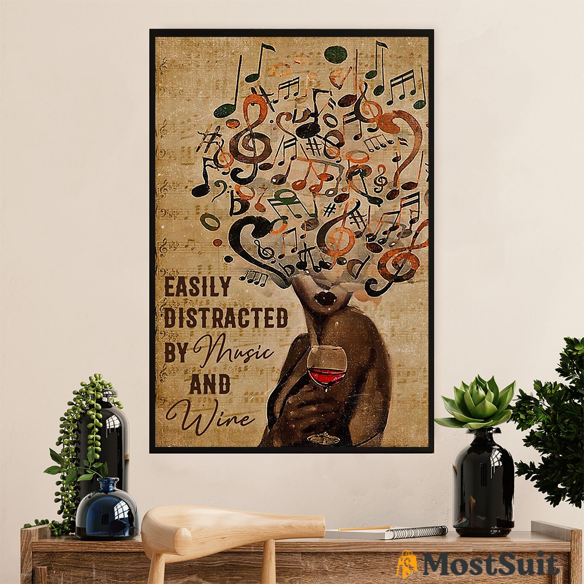 African American Afro Poster | Gift for Black Girl | Juneteenth Day Room Wall Art - Distracted By Music Wine