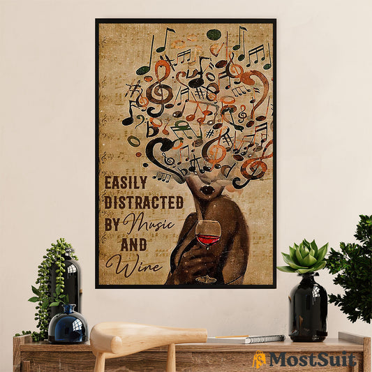 African American Afro Poster | Gift for Black Girl | Juneteenth Day Room Wall Art - Distracted By Music Wine