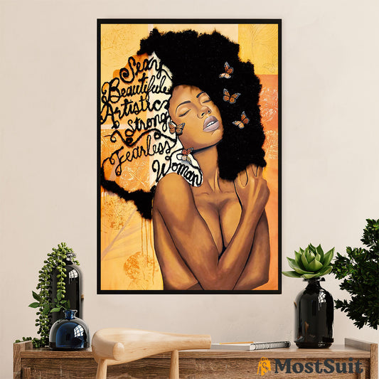 African American Afro Poster | Gift for Black Girl | Juneteenth Day Room Wall Art - Fearless Woman