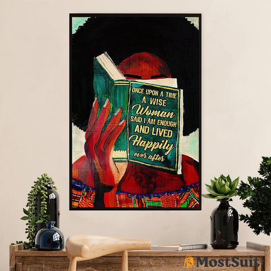 African American Afro Poster | Gift for Black Girl | Juneteenth Day Room Wall Art - Happy Black Woman