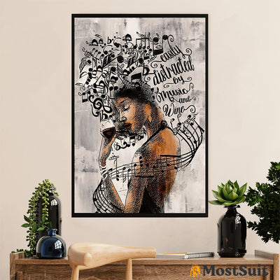 African American Afro Poster | Gift for Black Girl | Juneteenth Day Room Wall Art - Loves Music Wine