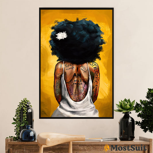African American Afro Poster | Gift for Black Girl | Juneteenth Day Room Wall Art - Kind Strong Enough