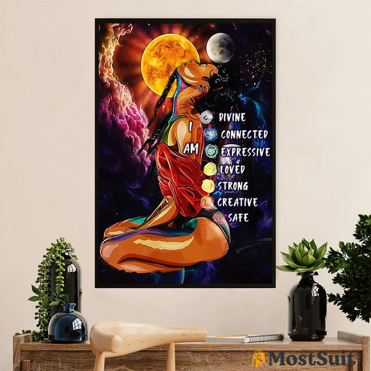 African American Afro Poster | Gift for Black Girl | Juneteenth Day Room Wall Art - I Am Divine
