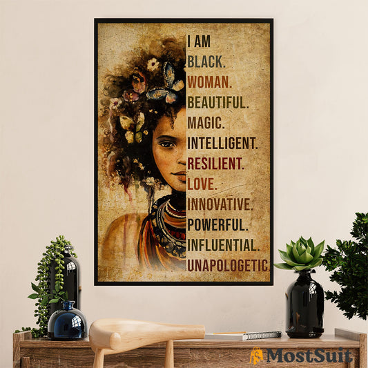 African American Afro Poster | Gift for Black Girl | Juneteenth Day Room Wall Art - I Am Black Woman