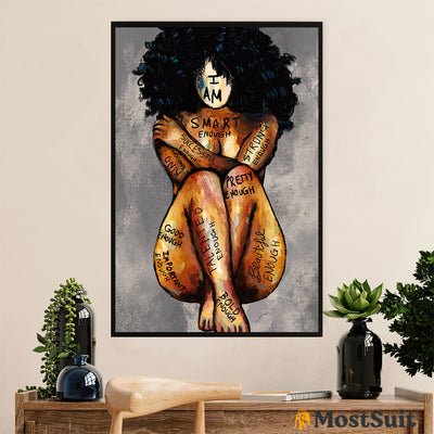 African American Afro Poster | Gift for Black Girl | Juneteenth Day Room Wall Art - I Am Pretty Enough