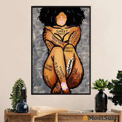 African American Afro Poster | Gift for Black Girl | Juneteenth Day Room Wall Art - I Am Good Enough