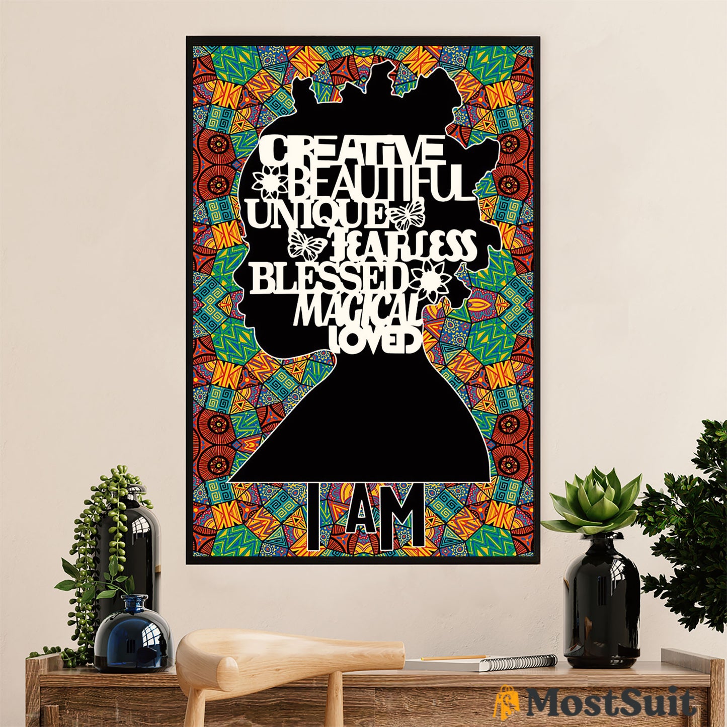 African American Afro Poster | Gift for Black Girl | Juneteenth Day Room Wall Art - Creative Beautiful Black Woman