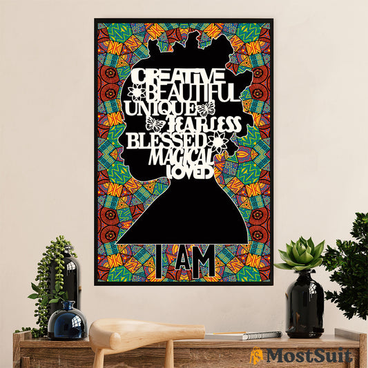 African American Afro Poster | Gift for Black Girl | Juneteenth Day Room Wall Art - Creative Beautiful Black Woman