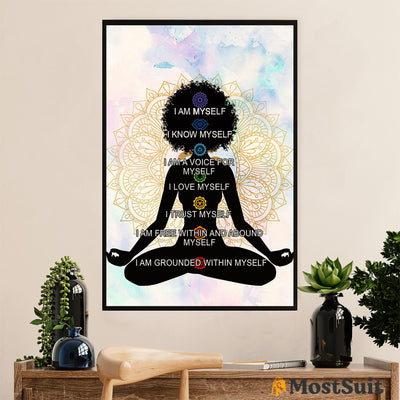 African American Afro Poster | Gift for Black Girl | Juneteenth Day Room Wall Art - I Am Myself