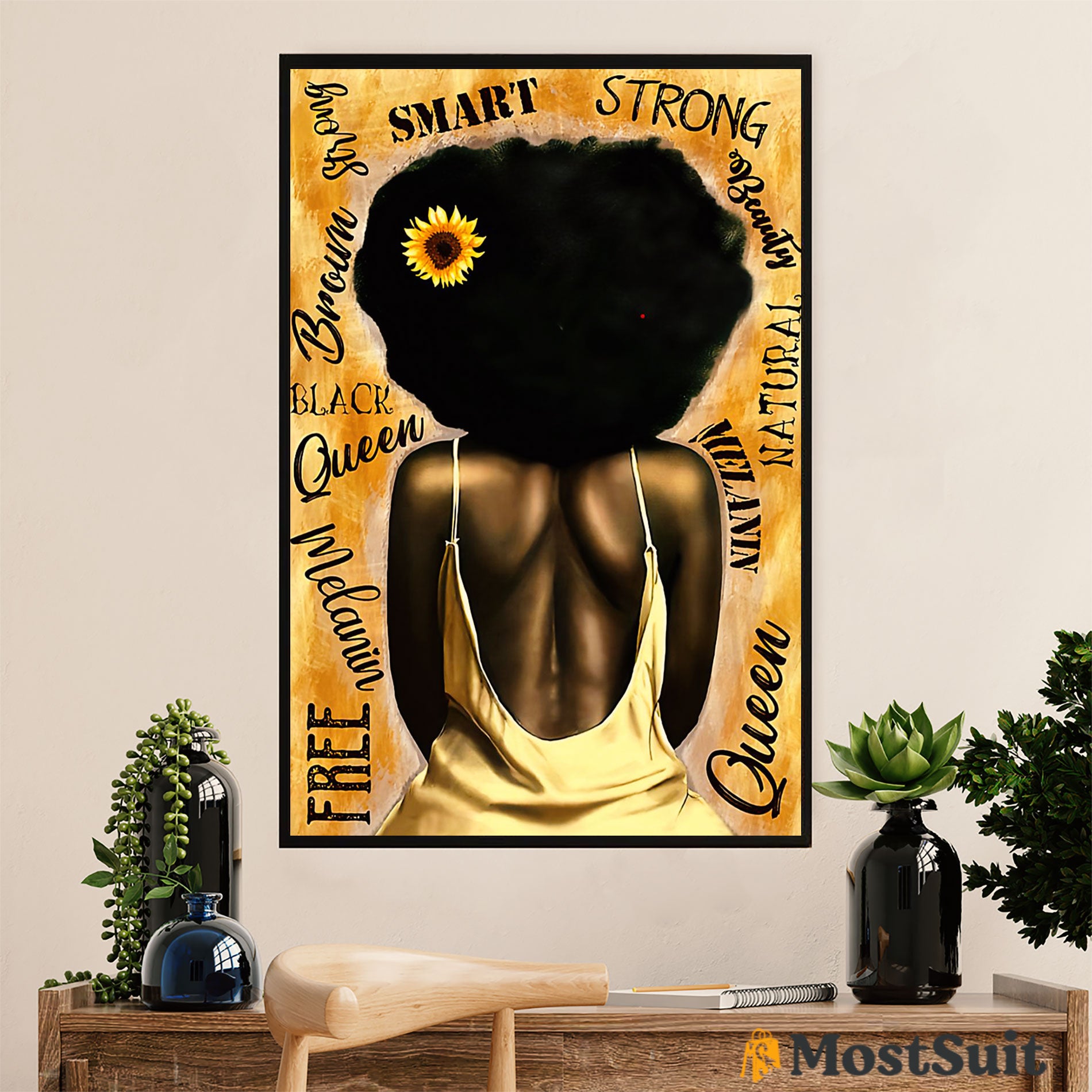 African American Afro Poster | Gift for Black Girl | Juneteenth Day Room Wall Art - Smart & Strong Girl