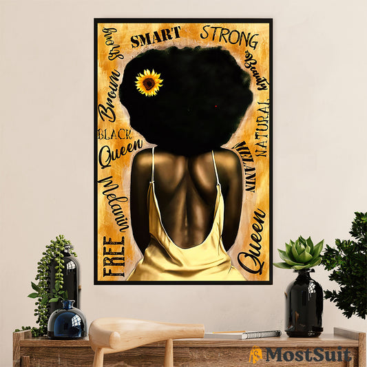 African American Afro Poster | Gift for Black Girl | Juneteenth Day Room Wall Art - Smart & Strong Girl