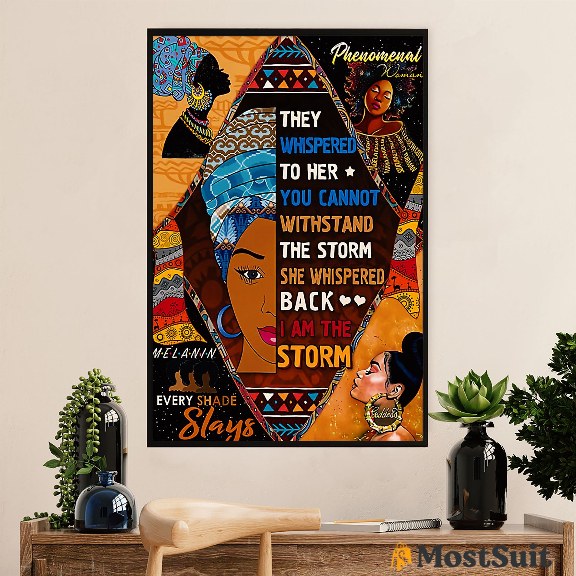 African American Afro Poster | Gift for Black Girl | Juneteenth Day Room Wall Art - I Am The Storm
