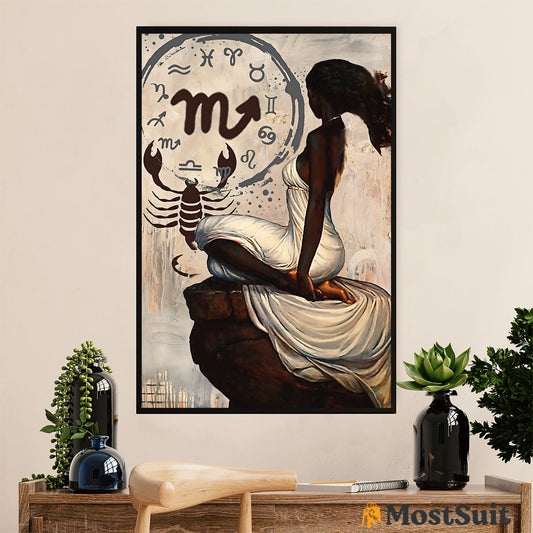 African American Afro Poster | Gift for Black Girl | Juneteenth Day Room Wall Art - Scorpion Zodiac Black Woman