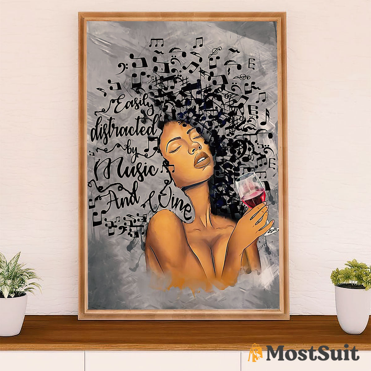 African American Afro Poster | Gift for Black Girl | Juneteenth Day Room Wall Art - Loves Music Wine