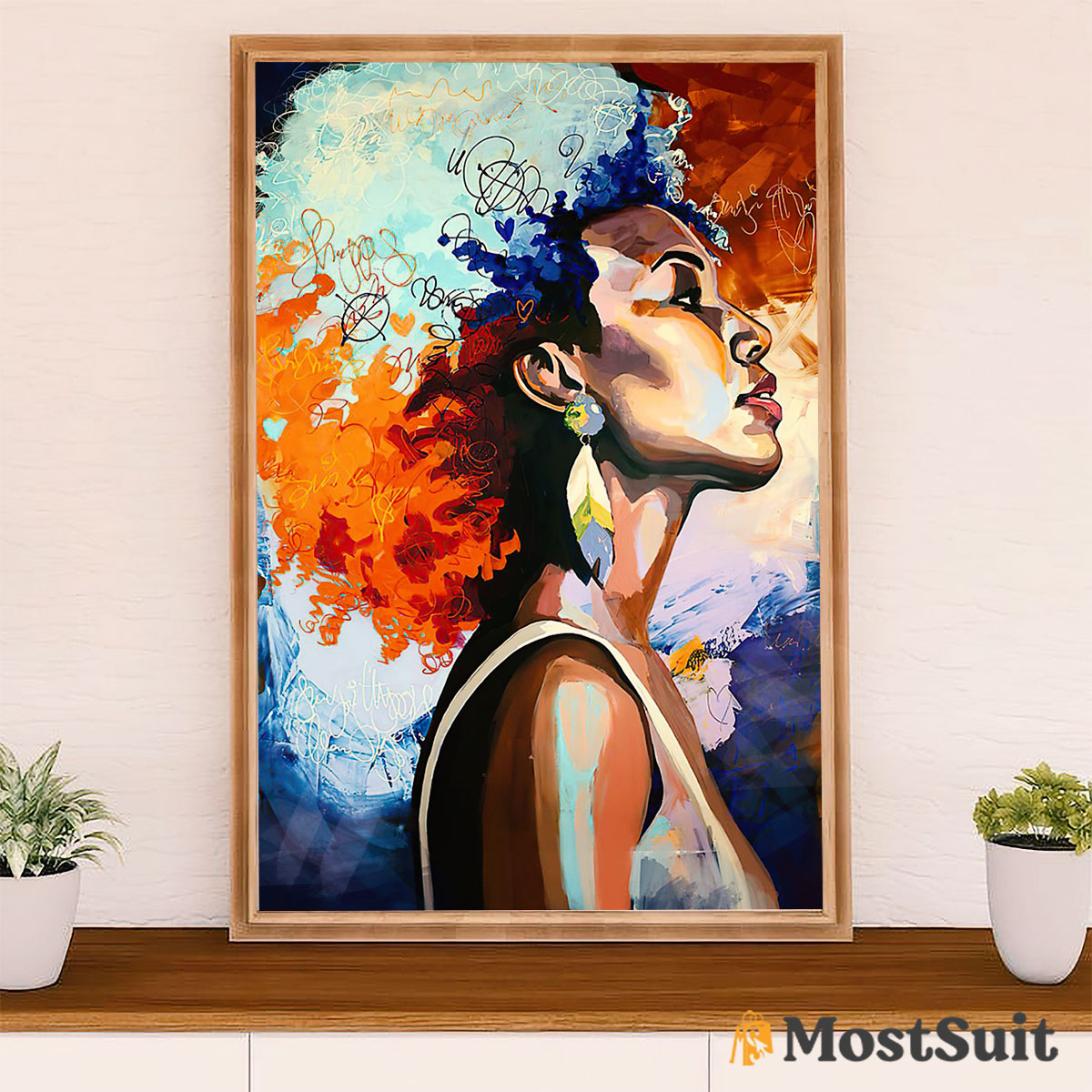 African American Afro Poster | Gift for Black Girl | Juneteenth Day Room Wall Art - Colorful Girl