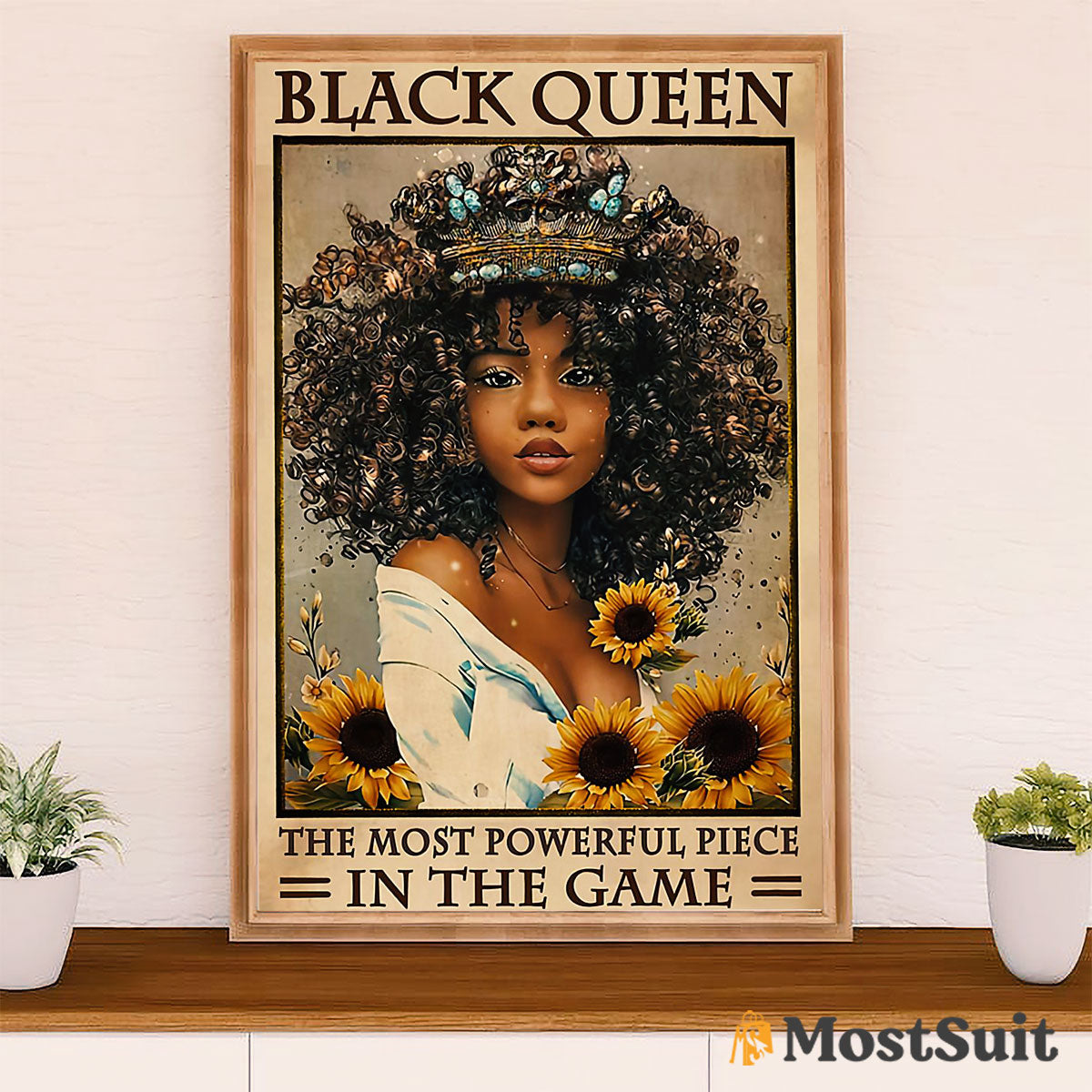African American Afro Poster | Gift for Black Girl | Juneteenth Day Room Wall Art - Black Queen Powerful Piece