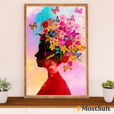 African American Afro Poster | Gift for Black Girl | Juneteenth Day Room Wall Art - Beautiful Mind