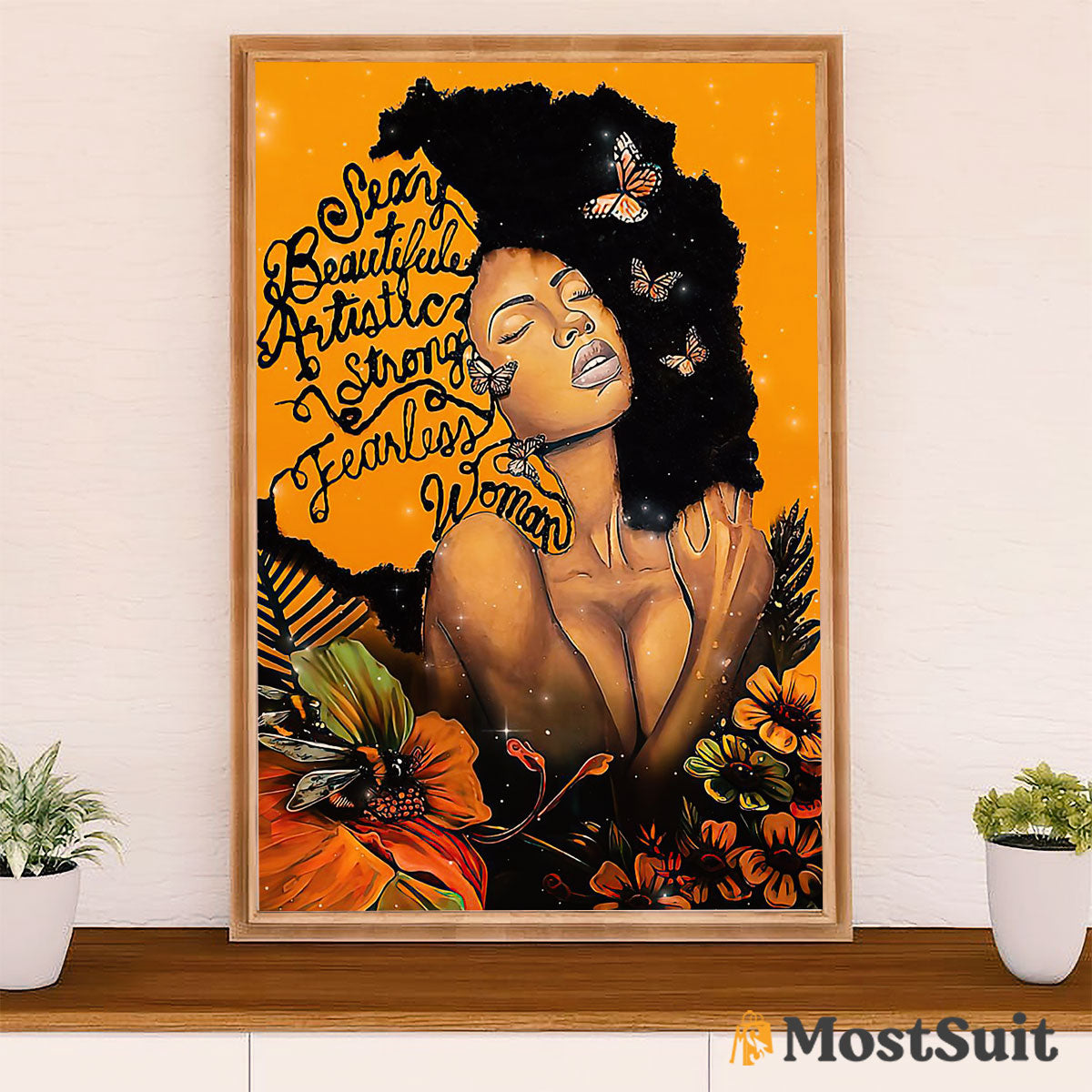 African American Afro Poster | Gift for Black Girl | Juneteenth Day Room Wall Art - Sexy Strong Girl