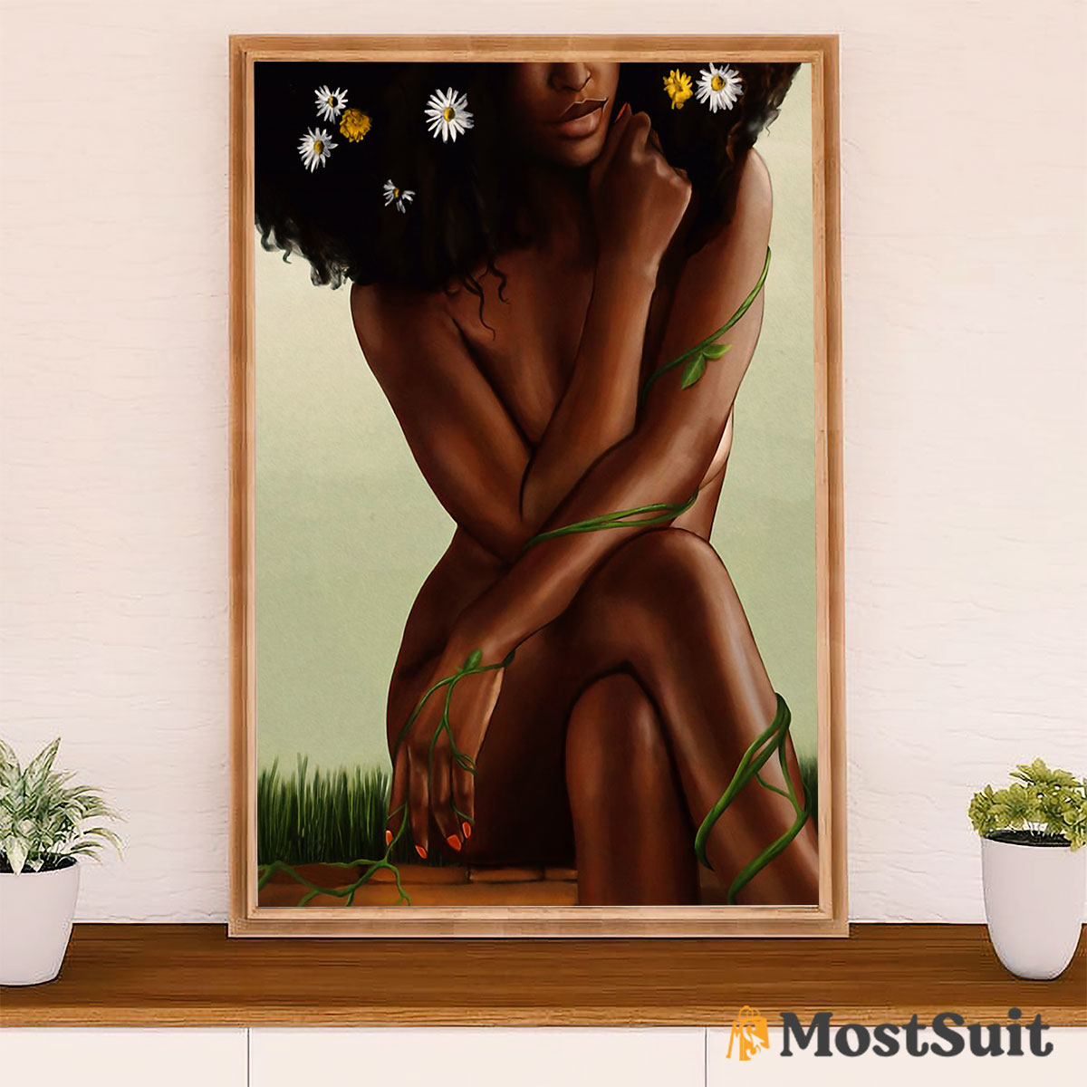 African American Afro Poster | Gift for Black Girl | Juneteenth Day Room Wall Art - Black Girl Daisy