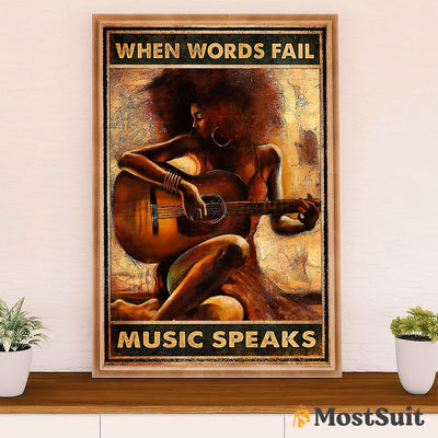 African American Afro Poster | Gift for Black Girl | Juneteenth Day Room Wall Art - Loves Music Vintage