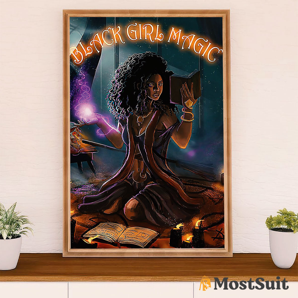 African American Afro Poster | Gift for Black Girl | Juneteenth Day Room Wall Art - Black Girl Magic Witch