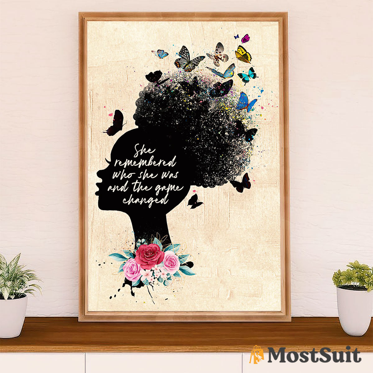 African American Afro Poster | Gift for Black Girl | Juneteenth Day Room Wall Art - Inspirational Quotes Butterflies