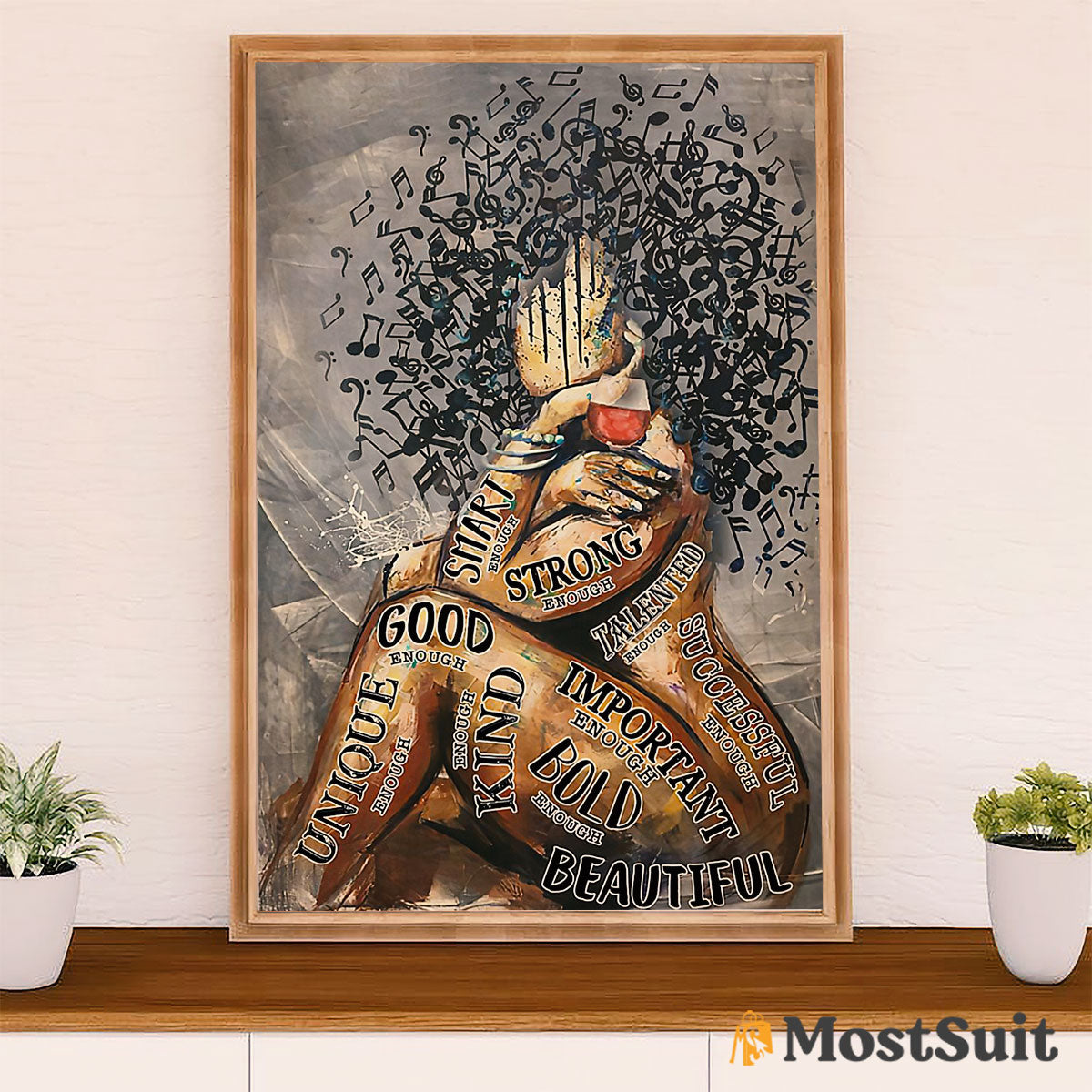 African American Afro Poster | Gift for Black Girl | Juneteenth Day Room Wall Art - Motivational Quotes Wine Girl