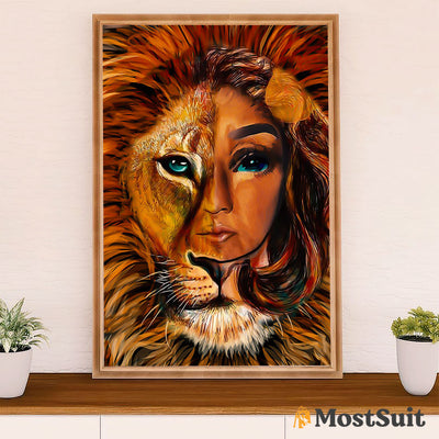 African American Afro Poster | Gift for Black Girl | Juneteenth Day Room Wall Art - Black Woman Lion