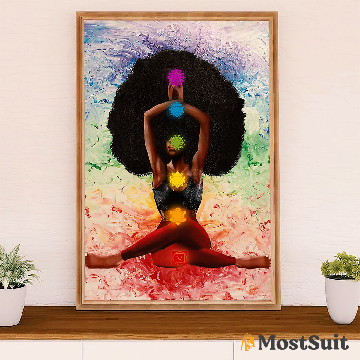 African American Afro Poster | Gift for Black Girl | Juneteenth Day Room Wall Art - Black Woman Yoga