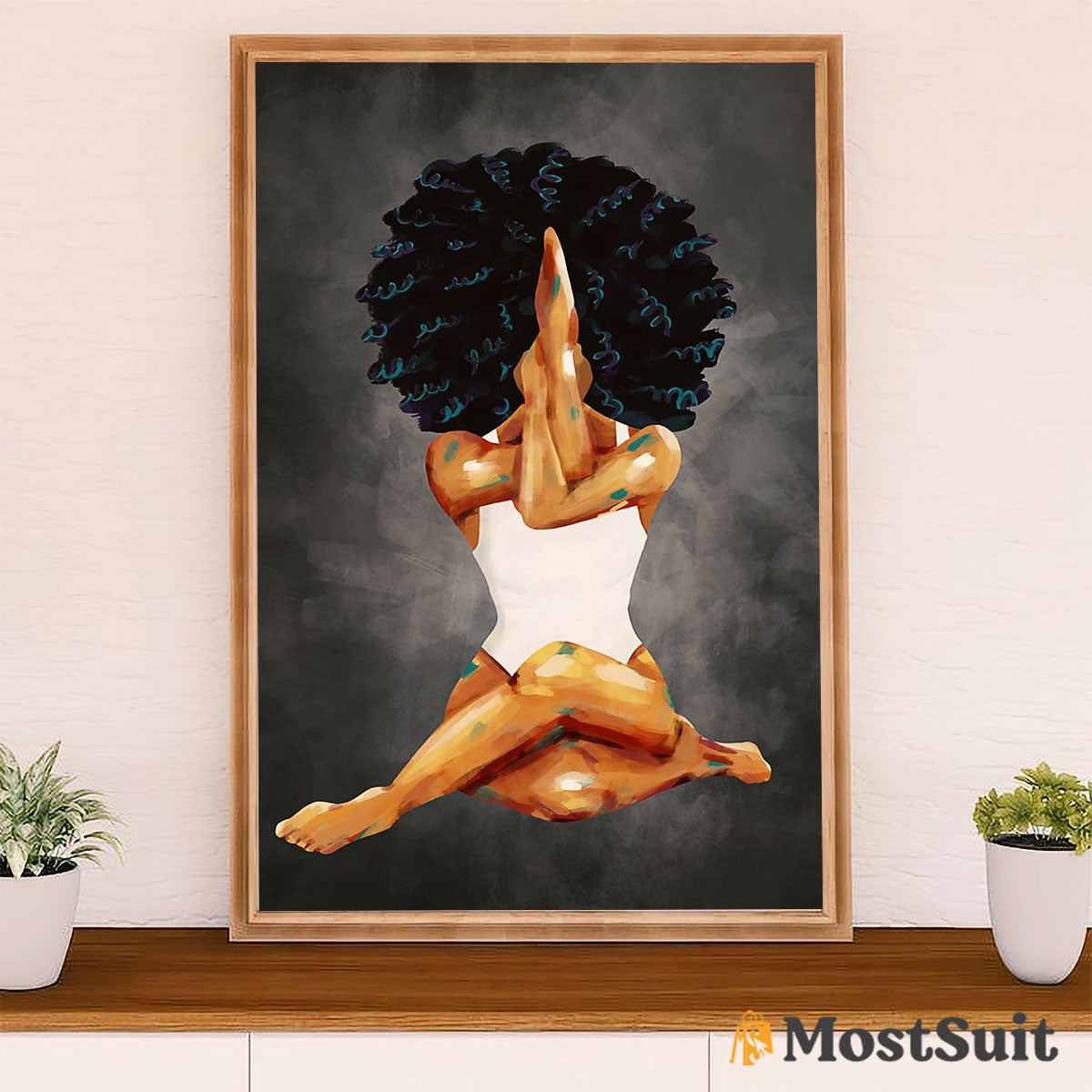 African American Afro Poster | Gift for Black Girl | Juneteenth Day Room Wall Art - Black Woman Meditation