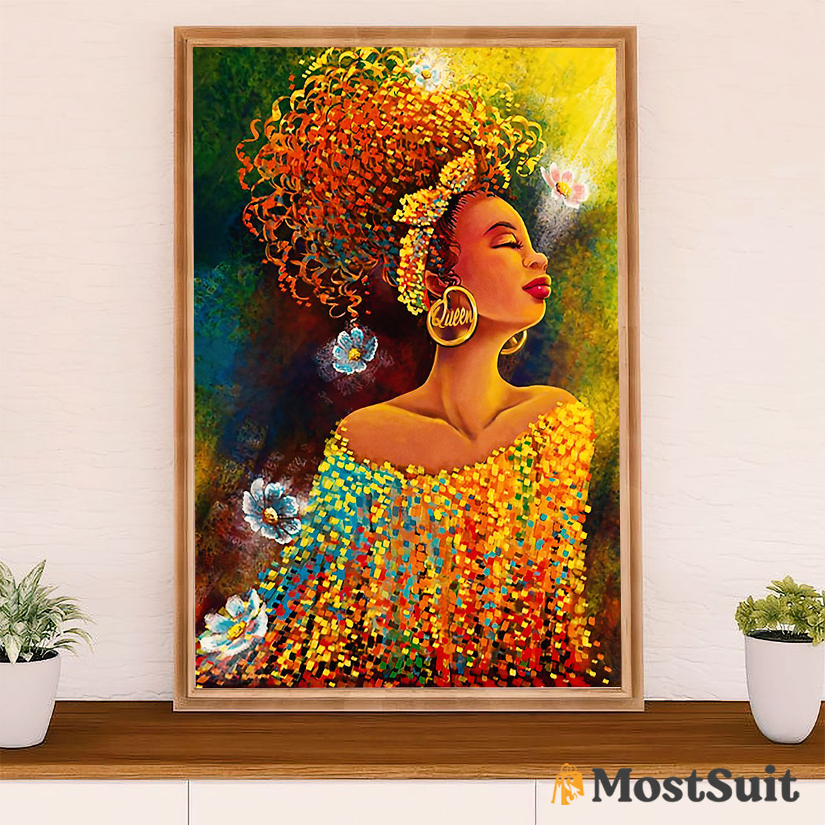 African American Afro Poster | Gift for Black Girl | Juneteenth Day Room Wall Art - Black Queen 