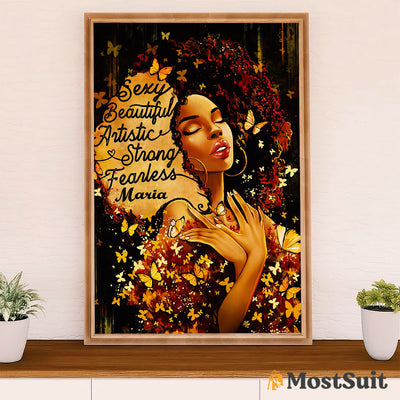 African American Afro Poster | Gift for Black Girl | Juneteenth Day Room Wall Art - Personalized Name Customized Name Black Woman
