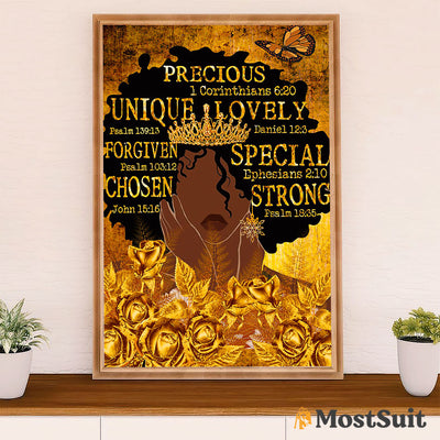 African American Afro Poster | Gift for Black Girl | Juneteenth Day Room Wall Art - Golden Black Woman