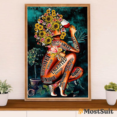 African American Afro Poster | Gift for Black Girl | Juneteenth Day Room Wall Art - Wine Flowers