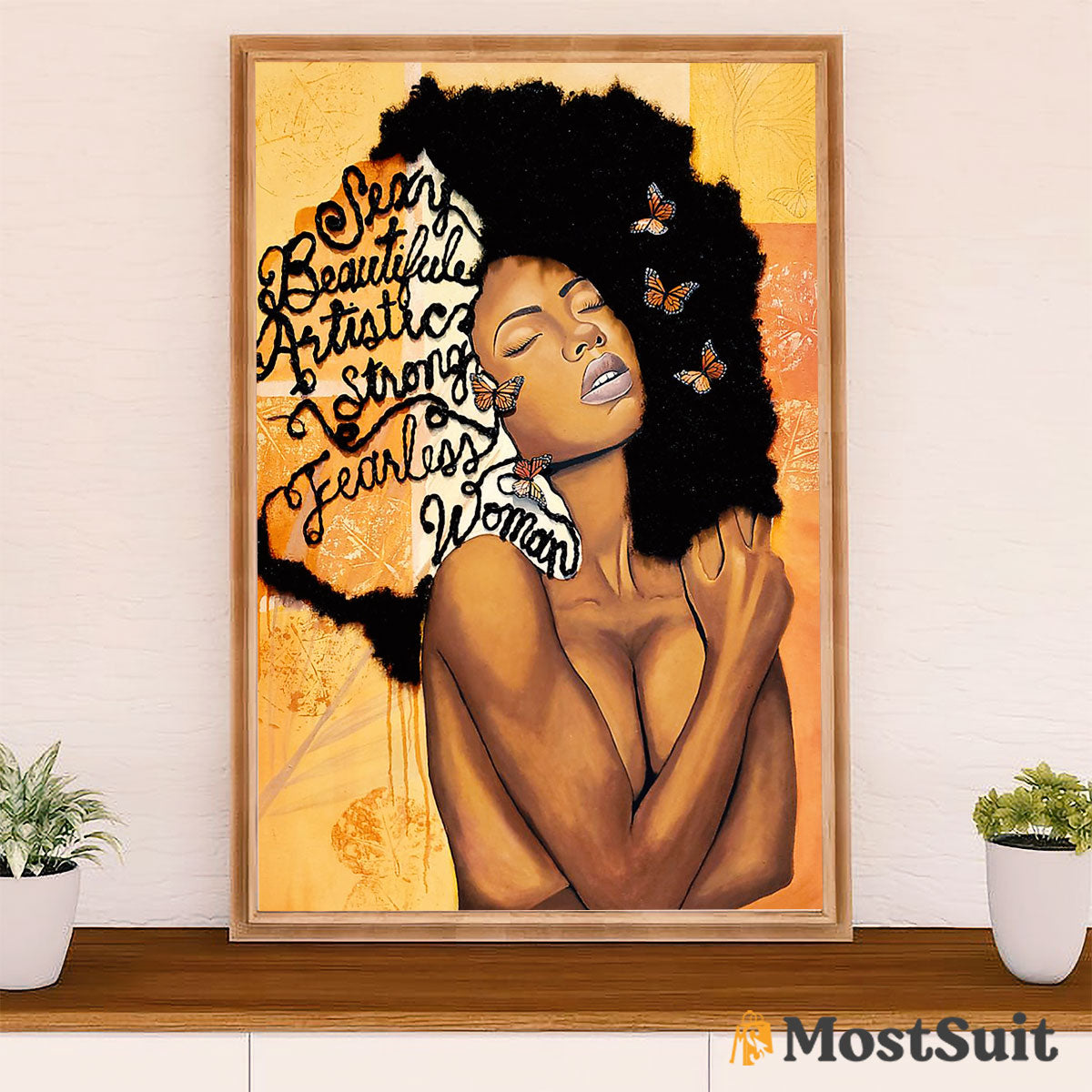African American Afro Poster | Gift for Black Girl | Juneteenth Day Room Wall Art - Fearless Woman