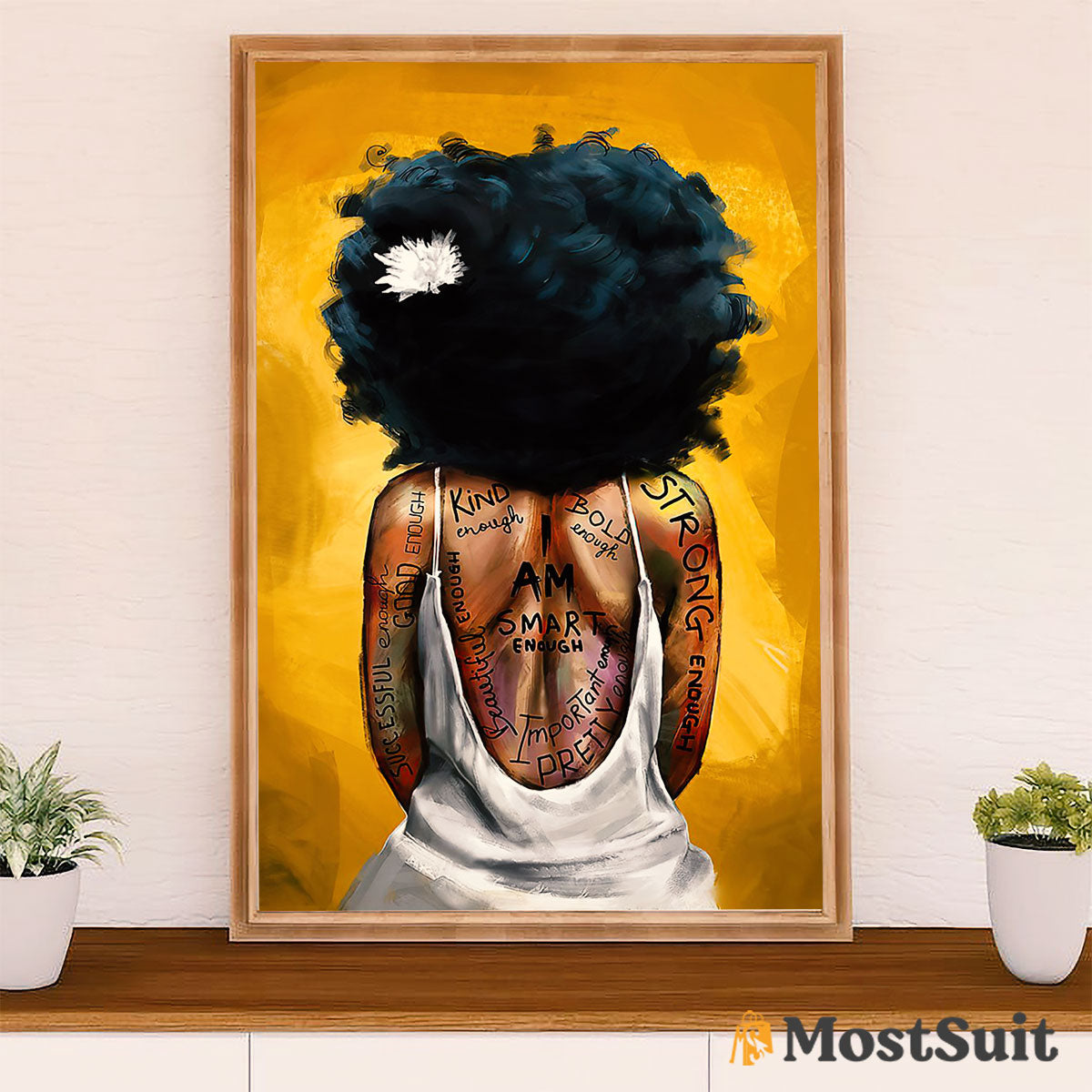 African American Afro Poster | Gift for Black Girl | Juneteenth Day Room Wall Art - Kind Strong Enough