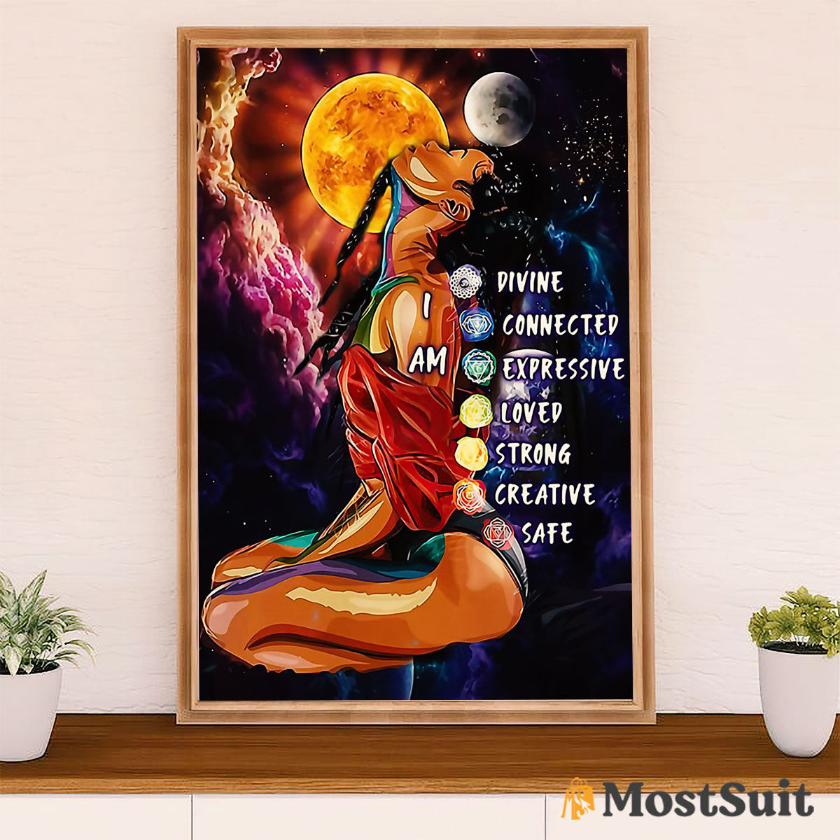 African American Afro Poster | Gift for Black Girl | Juneteenth Day Room Wall Art - I Am Divine