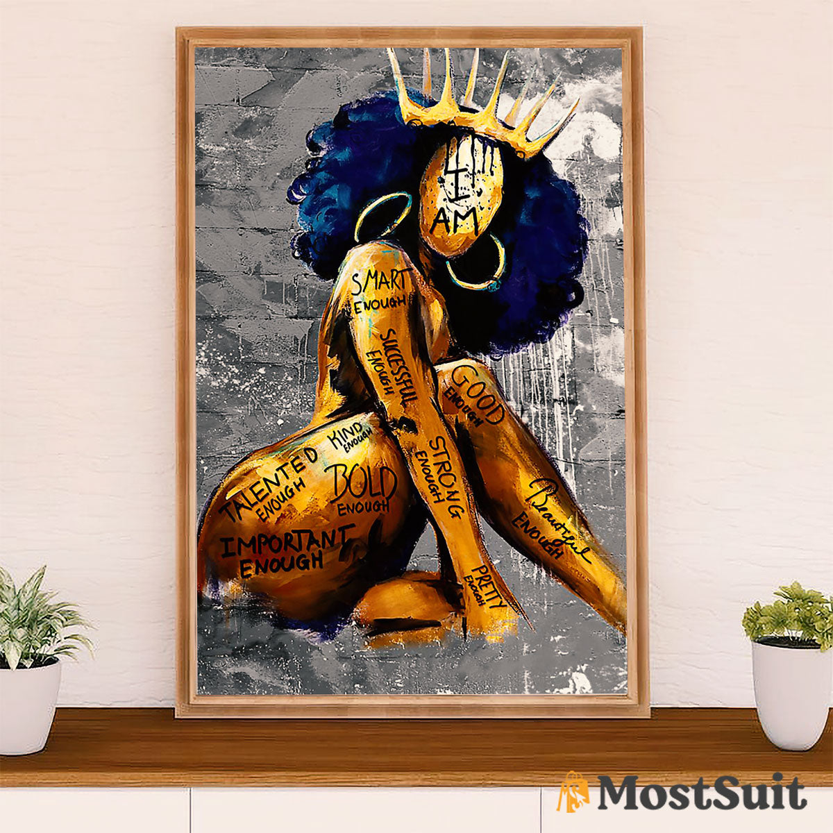 African American Afro Poster | Gift for Black Girl | Juneteenth Day Room Wall Art - I Am Bold Enough